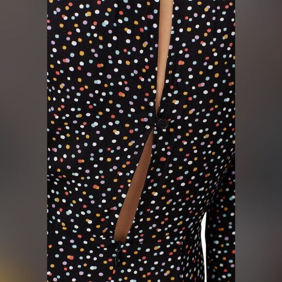 Reformation Long Sleeve Samantha Black Multicolor Mini Dot Dress Size 6 - Picture 6 of 9